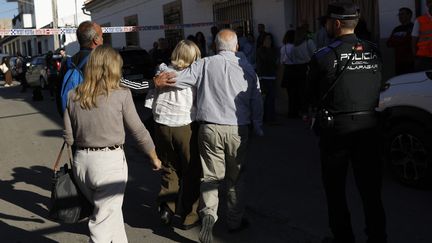 L'extérieur du centre de support des familles à Urda, en Espagne, le 28 octobre 2026. (OSCAR DEL POZO / AFP)