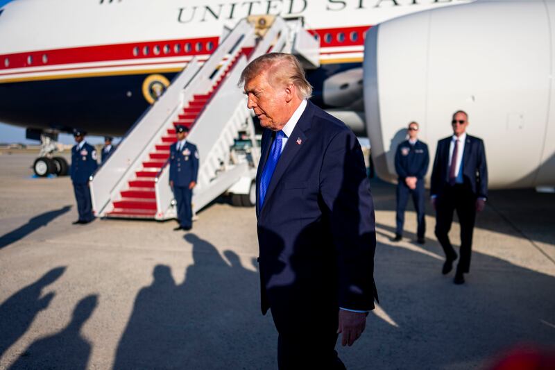 US president Donald Trump at Joint Base Andrews in Maryland on Thursday. Photograph: Doug Mills/The New York Times