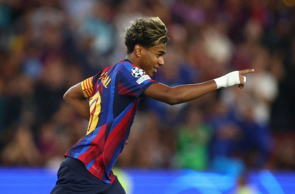 Lamine Yamal ăn mừng bàn thắng trong trận Barca – Feyenoord trên sân Camp Nou, Barcelona, Tây Ban Nha ngày 9/9/2026. Ảnh: Reuters