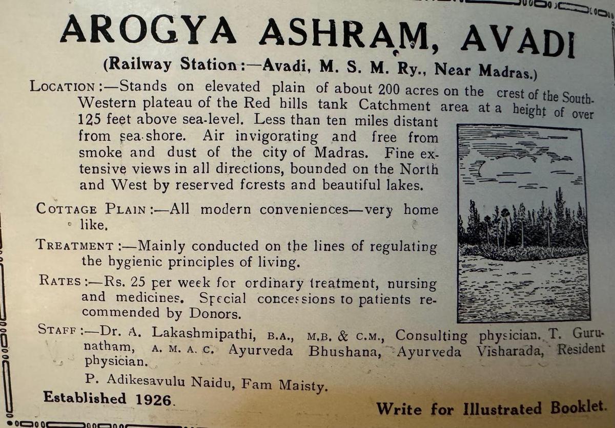An old advertisement of an ashram in Avadi.